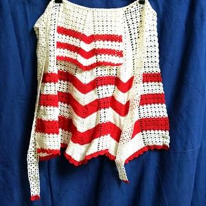 Handknit Candy cane Apron Skirt